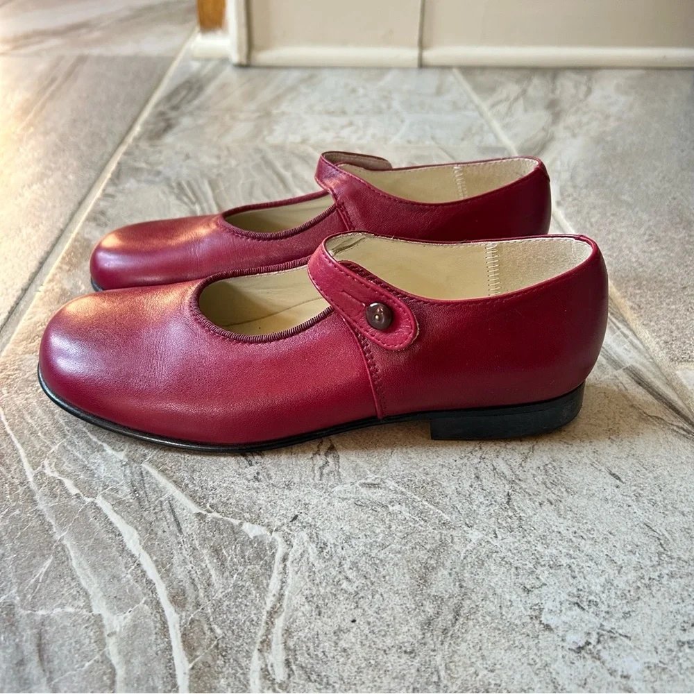 Papo d’Anjo Classic Burgundy Red Girls’ Leather Mary Jane, Size 34 EU, 3 US